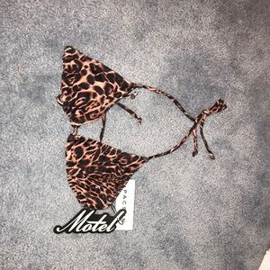 Leopard print string bikini top